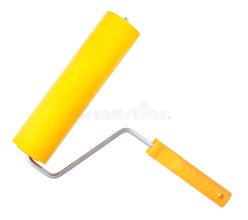 bakgrund isolerad vit yellow för målarfärgrulle royaltyfri bild bakgrund isolerad vit yellow för målarfärgrulle royaltyfri bild