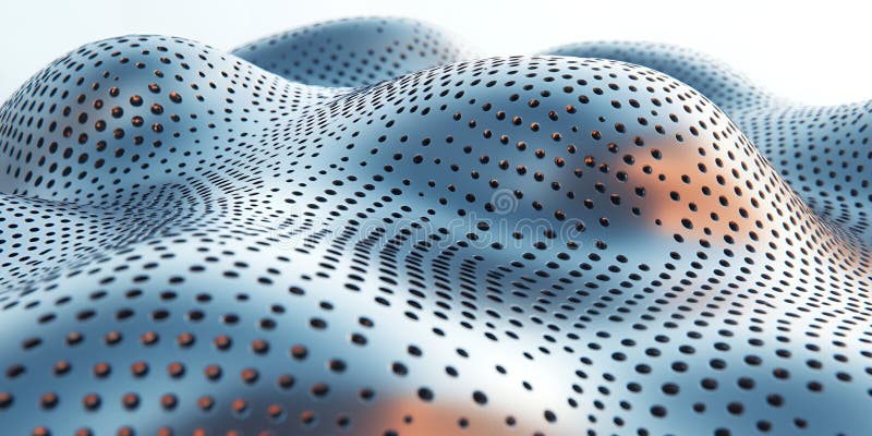 Bakgrund Modern design Stålets perforerade ytvågor Digital Art 3d-grå. Generativ AI