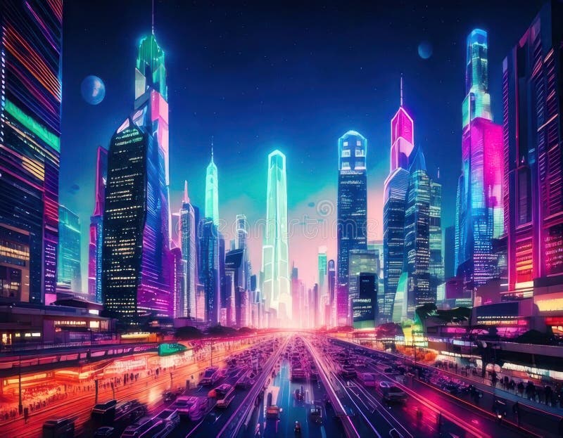 Bakgrund till en futuristisk metropolis vektor illustrationer