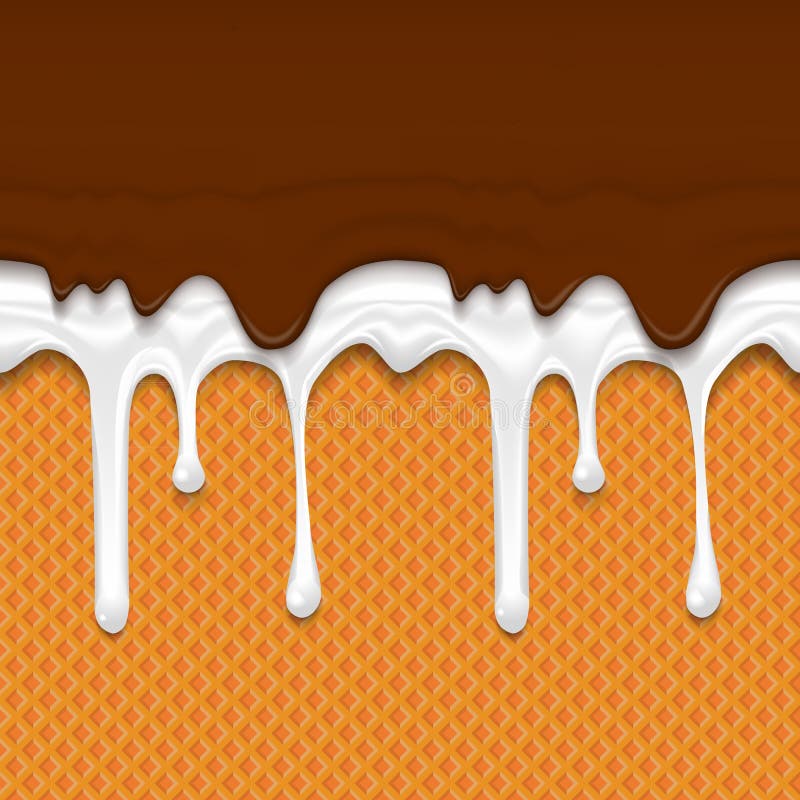 Bakgrund till iskramar Vågrät kontinuerlig textur med smält bildåtergivning vit och brun frostning Yummy