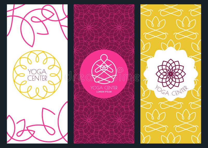 Bakgrunds-, reklamblad- eller banermall för för yogastudio, skönhet royaltyfri illustrationer Bakgrunds-, reklamblad- eller banermall för för yogastudio, skönhet royaltyfri illustrationer