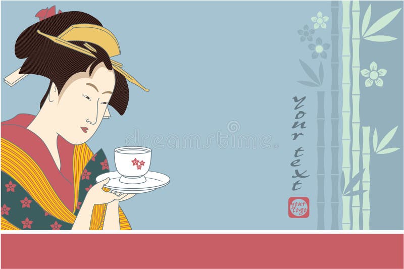 Japanese Geisha - Traditional Art Style Illustration. Japanese Geisha - Traditional Art Style Illustration