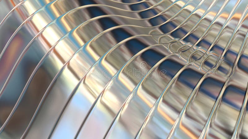 Bakgrundsremsor för Silver-krom 3d Vågformat elegant abstrakt, strimlat mönsterpapper stock illustrationer