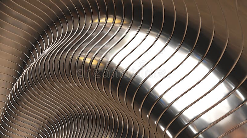 Bakgrundsremsor för Silver-krom 3d Vågformat elegant, slipat spiralmönster, vågpapper vektor illustrationer