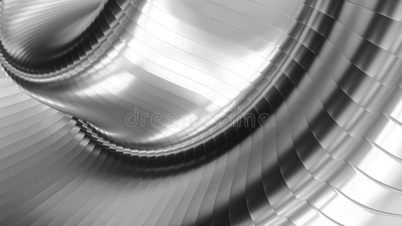 Bakgrundsremsor för Silver-krom 3d Vågformat elegant, slipat spiralmönster, vågpapper vektor illustrationer