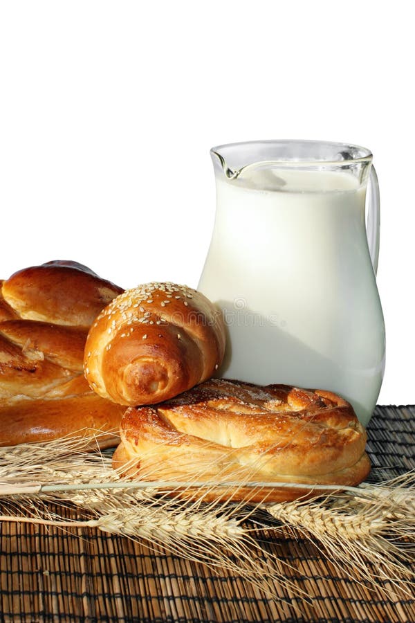 Bread and milk stock image. Image of health, yellow, white 16399351