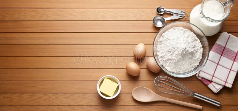 Baking Cooking Wood Background Stock Image - Image of ingredient