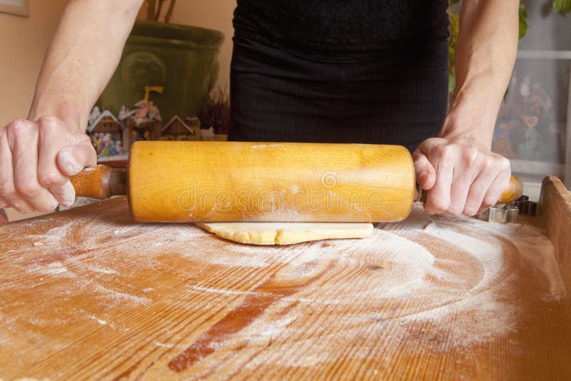Dough with roller knead stock photo. Image of stick, homemade 22302660