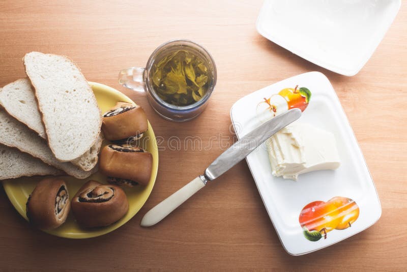 Baking and Green Tea in the Kitchen Stock Image Image of food, green