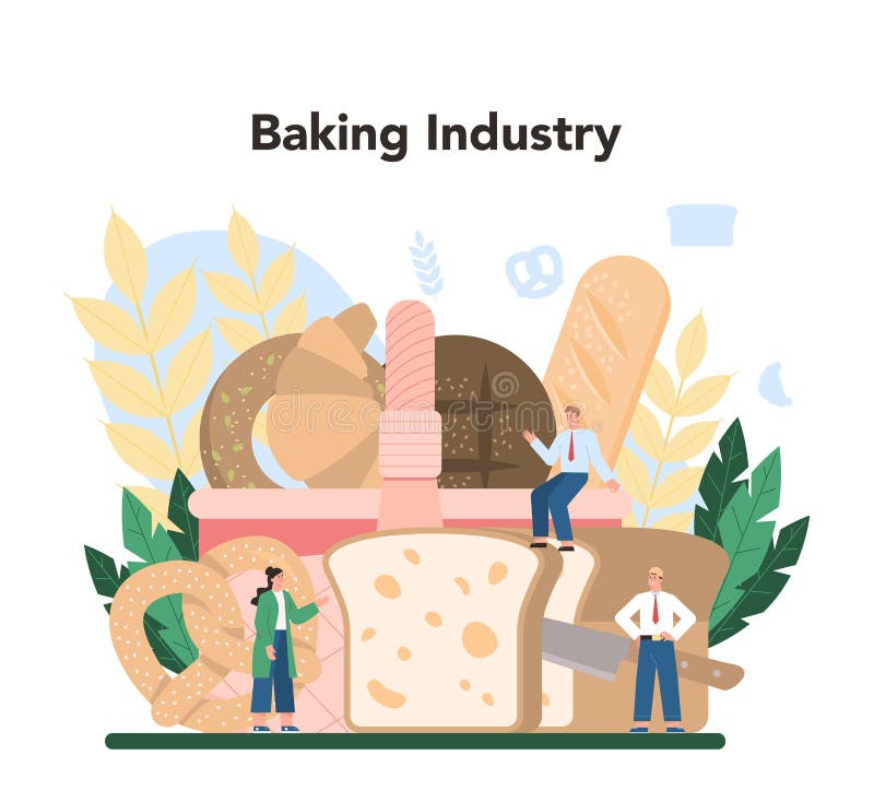 Baking Industry Concept. Baking Pastry Process Stock Vector