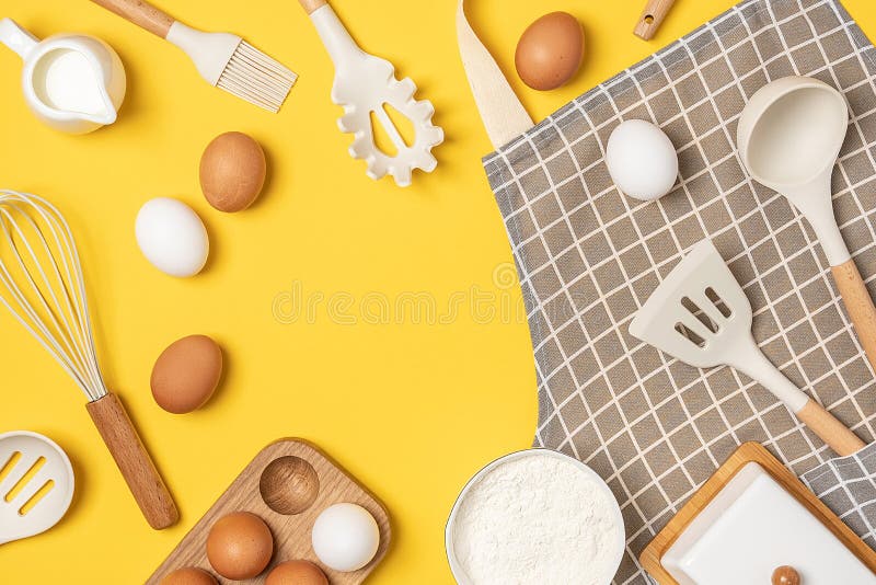 https://thumbs.dreamstime.com/b/baking-ingredients-cooking-utensil-copy-space-yellow-background-template-cooking-recipes-your-design-top-view-220829885.jpg