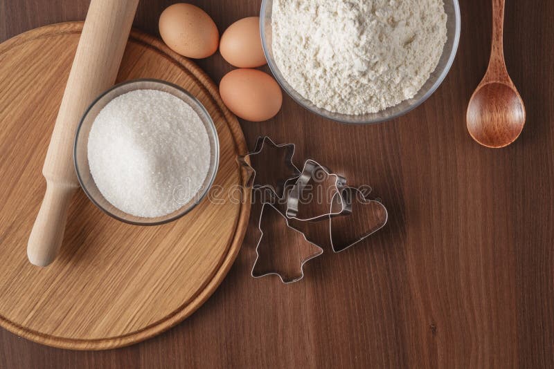 Baking ingredients for shortcrust pastry, close up