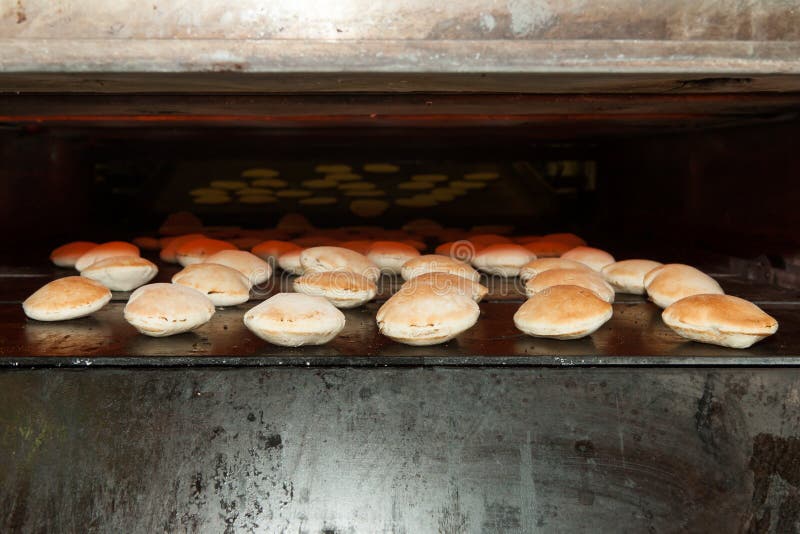 Baking Oven with Pita Bread Stock Photo Image of factory, flour 40519122