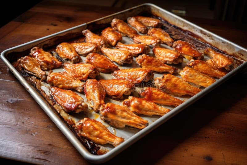 Baking Sheet with Wings Ready for Oven Stock Photo - Image of baked