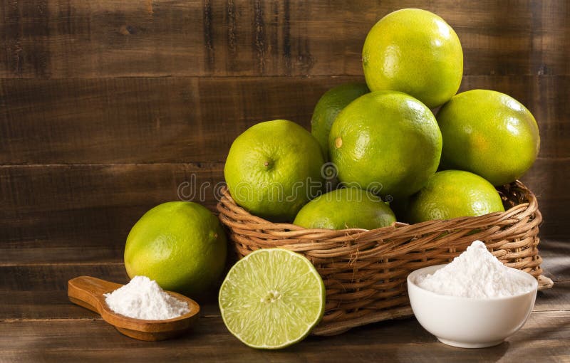 Baking Soda with Lemon Citrus Ã— Latifolia Stock Photo Image of