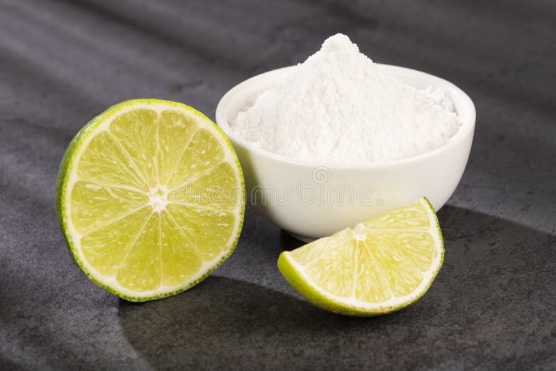 Baking Soda Sodium Bicarbonate and Lemon Citrus Ã— Latifolia Stock