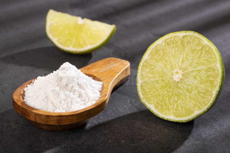 Baking Soda Sodium Bicarbonate and Lemon Citrus Ã— Latifolia Stock