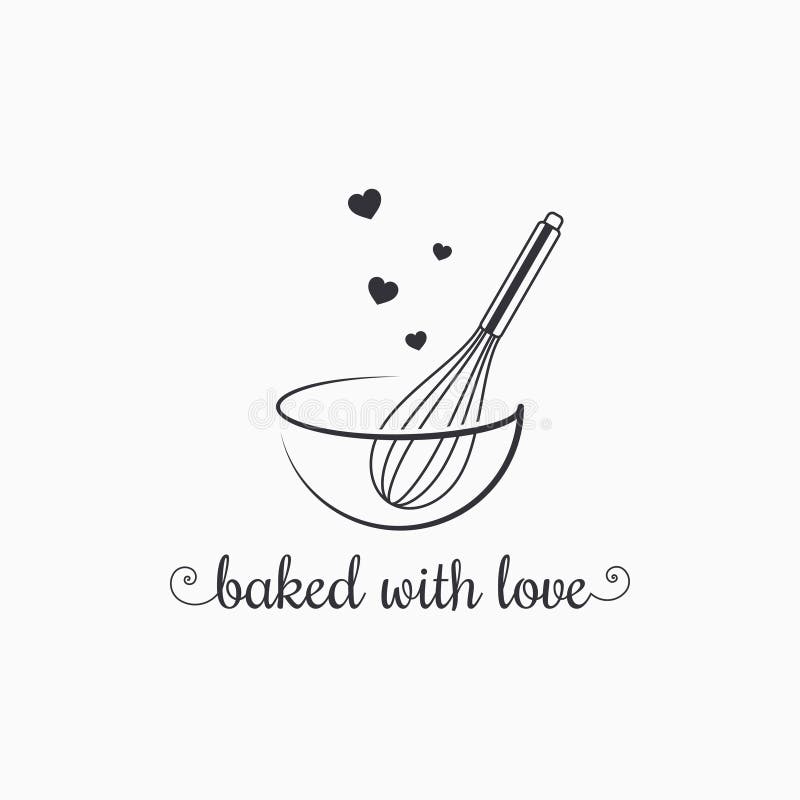 Baking with Wire Whisk Logo on White Background Stock Vector