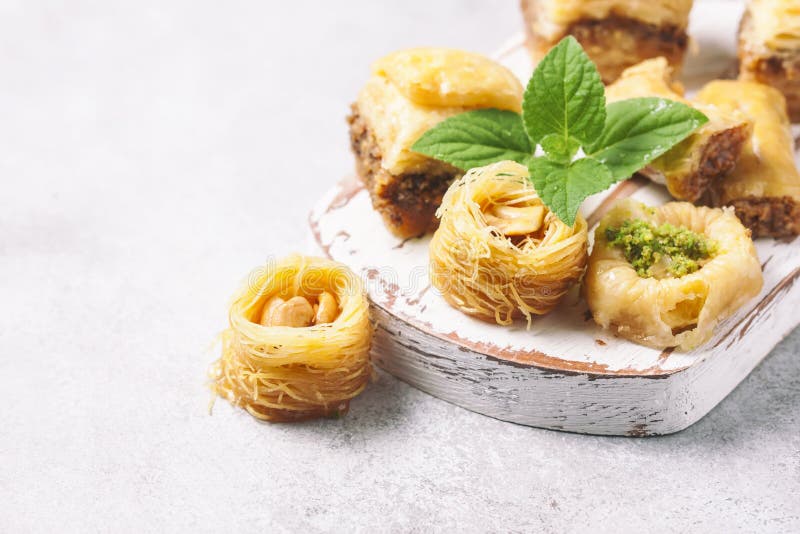 Traditional arabic dessert Baklava with honey and nuts. Traditional arabic dessert Baklava with honey and nuts