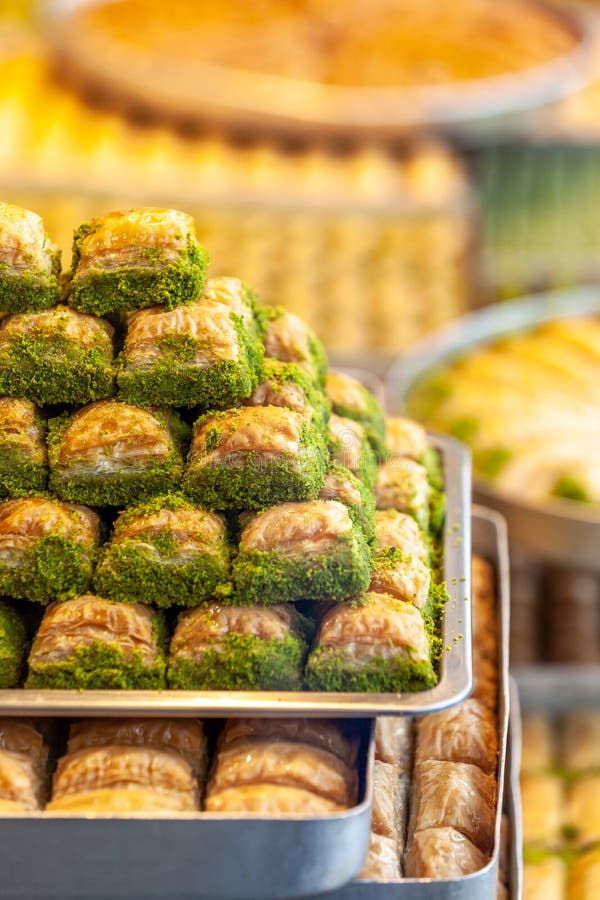 Assorted Flavors of  Turkish baklava with pistachio and other Turkish sweets, Istanbul Province. Istanbul, Turkey. Assorted Flavors of  Turkish baklava with pistachio and other Turkish sweets, Istanbul Province. Istanbul, Turkey