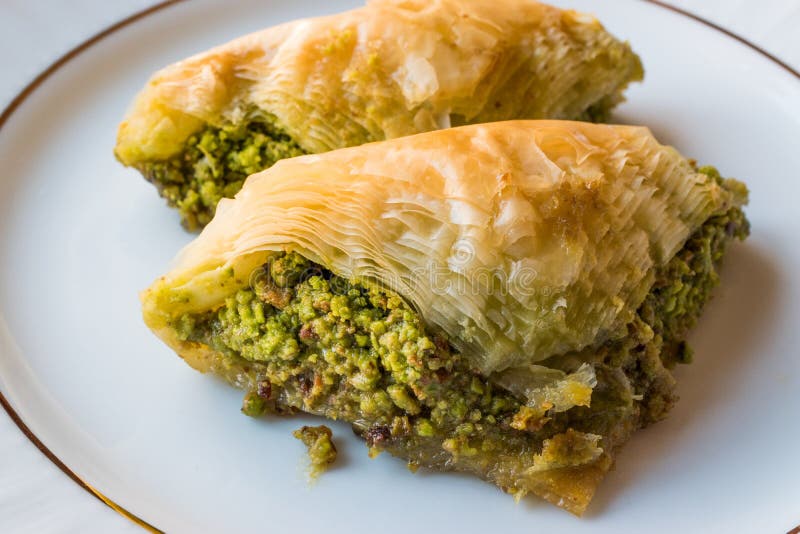 Turkish Dessert Sobiyet Baklava with Pistachio / Fistikli Baklava. Traditional Dessert. Turkish Dessert Sobiyet Baklava with Pistachio / Fistikli Baklava. Traditional Dessert.