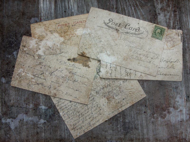 Reverse side of an old post cards, circa 1915. image in vintage grunge style. Reverse side of an old post cards, circa 1915. image in vintage grunge style