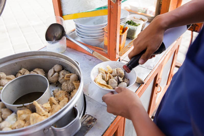 Bakso. indonesian famous meatball street food with soup and noodle. Bakso. indonesian famous meatball street food with soup and noodle