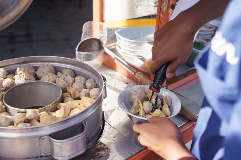 Bakso. indonesian famous meatball street food with soup and noodle. Bakso. indonesian famous meatball street food with soup and noodle