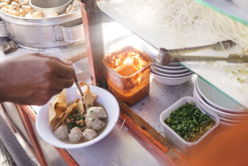 Bakso. indonesian famous meatball street food with soup and noodle. Bakso. indonesian famous meatball street food with soup and noodle