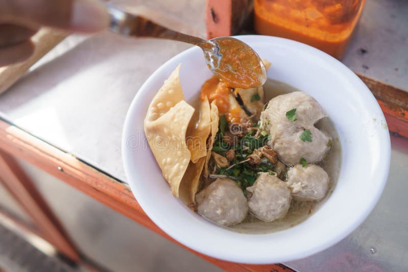 Bakso. indonesian famous meatball street food with soup and noodle. Bakso. indonesian famous meatball street food with soup and noodle