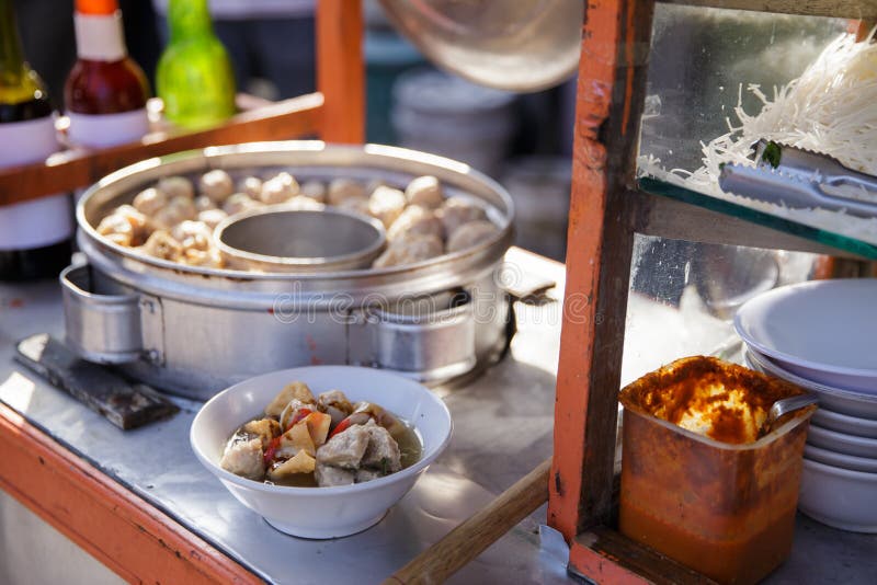 Bakso. indonesian famous meatball street food with soup and noodle. Bakso. indonesian famous meatball street food with soup and noodle