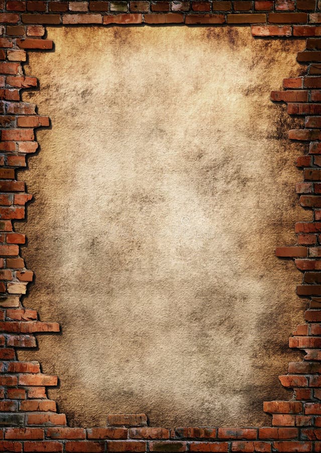 Plaster background with brick wall framing. Plaster background with brick wall framing