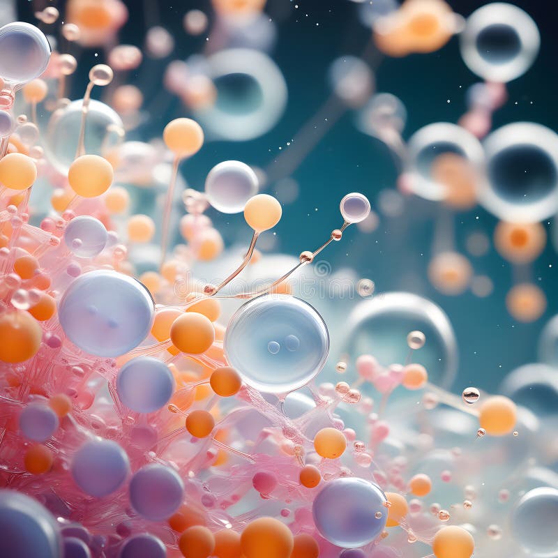 Bakterivirusbakterier molekylbubbelstruktur högteknologisk bakgrund Kosmockup science labbillustration generative ai art royaltyfri illustrationer