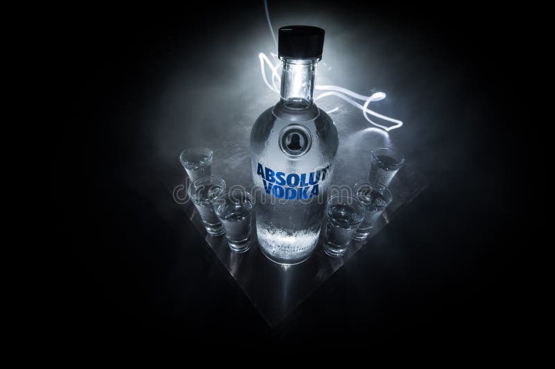 BAKU, AZERBAIJAN - FEB 09, 2020: Absolut Vodka is a brand of vodka, produced near Ahus, in Sweden. Owned by French group Pernod