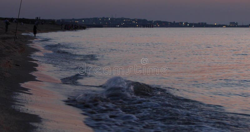 Baku, Azerbaijan - July 29, 2020: Beautiful sunset over the Caspian Sea