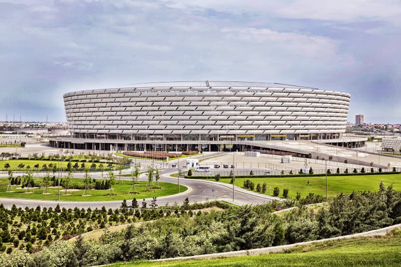 Baku, Azerbaijan : The Match Day At Baku Olympic Stadium . There Is Greenery Around The Baku Olympic Stadium Editorial Photography - Image of famous, european: 136064602