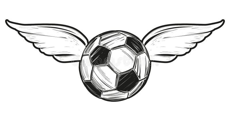 Balón De Fútbol Con Alas Icono Boceto Dibujos Animados De Mano Ilustración  Vectorial Ilustración del Vector - Ilustración de meta, emparejamiento:  187100000