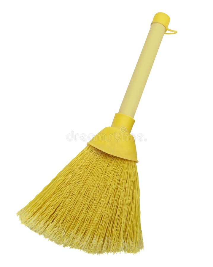 Yellow plastic broom isolated on white background. Yellow plastic broom isolated on white background