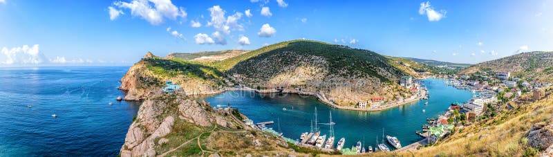 Balaklava Bay in Crimea, Ukraine, beautiful summer panorama