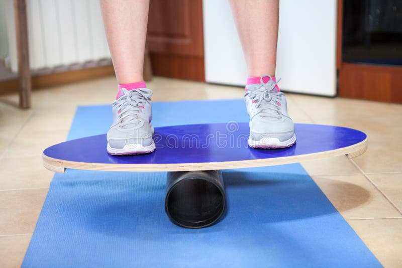 Balance Board, Close Up View with Athlete Feet, Rubber Mat Stock Image Image of caucasian