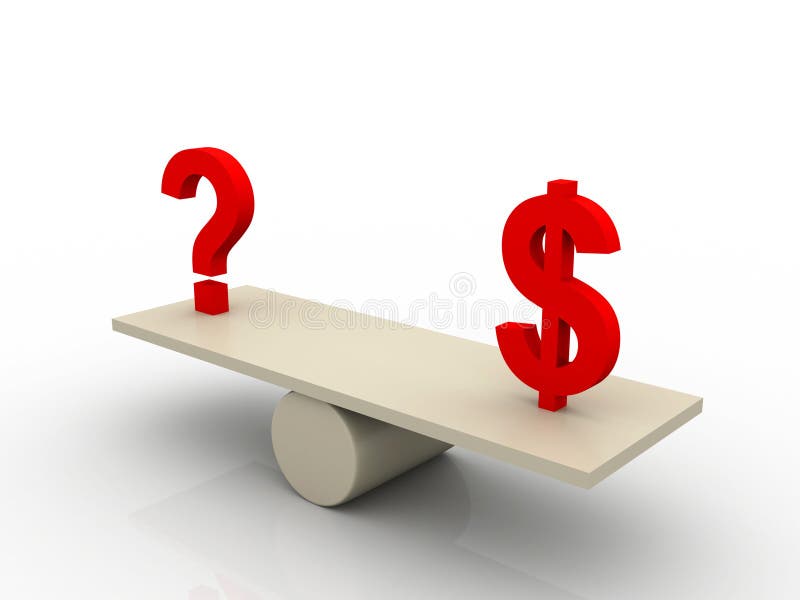 Balance of dollar and question mark