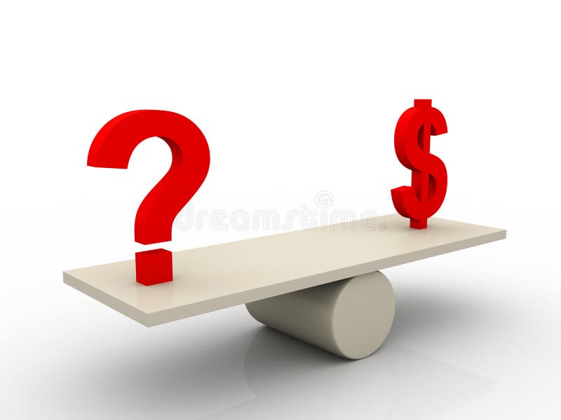 Balance of dollar and question mark