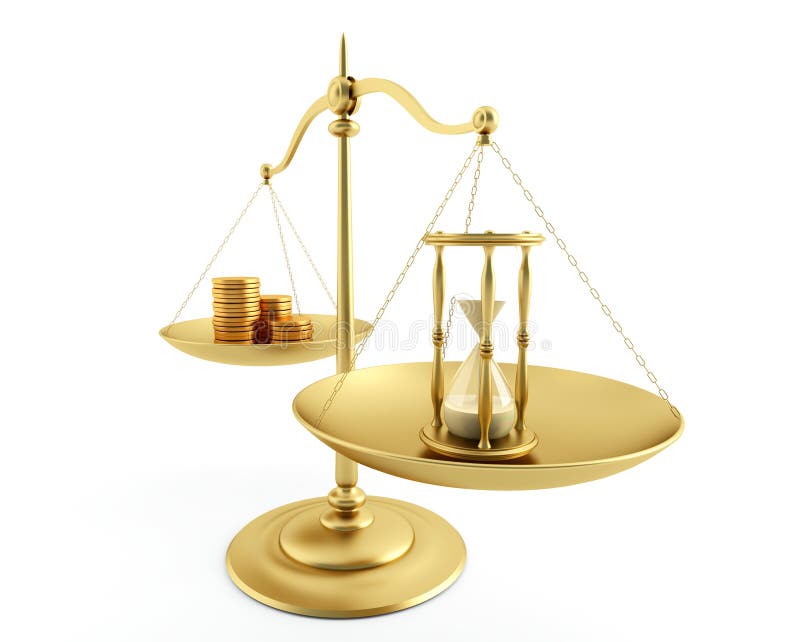 Balance of time and money. stock illustration