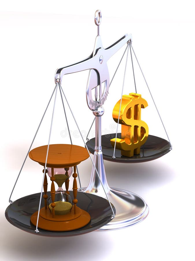 Balance of time and money royalty free illustration