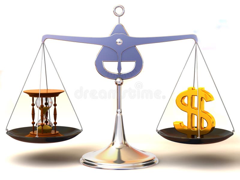 Balance of time and money royalty free illustration
