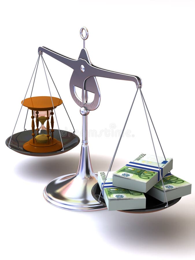 Balance of time and money vector illustration