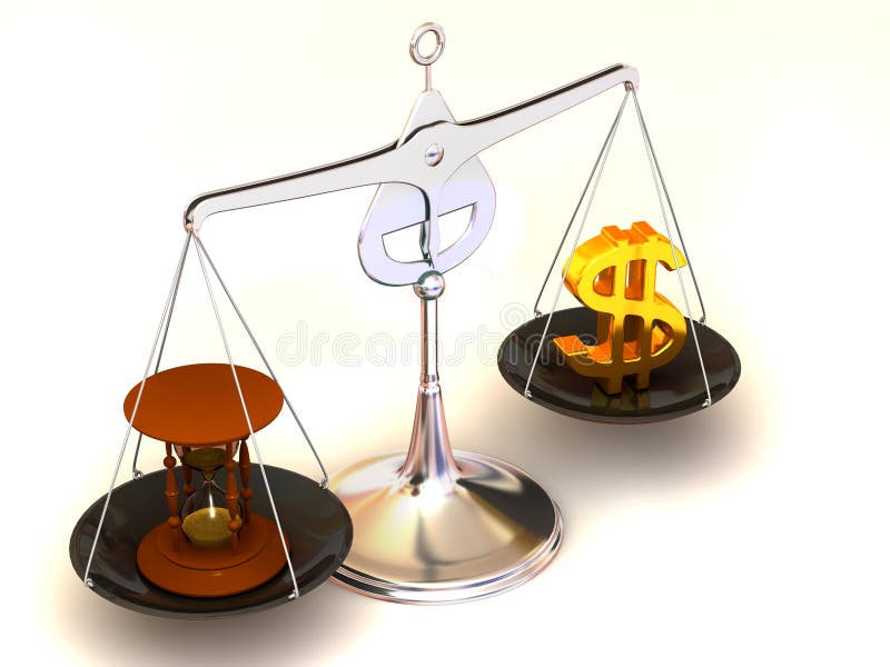 Balance of time and money vector illustration
