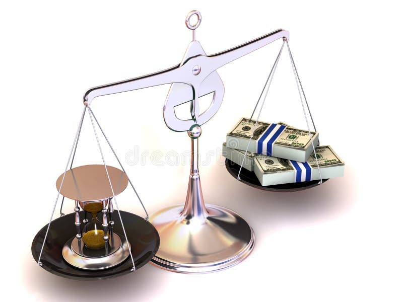 Balance of time and money stock illustration