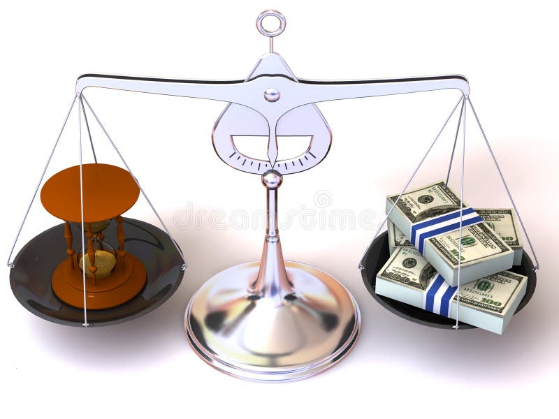Balance of time and money stock illustration