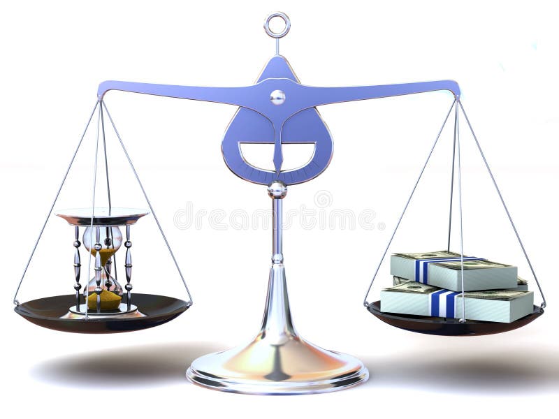 Balance of time and money royalty free illustration